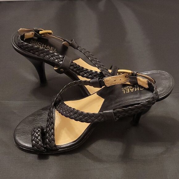 MICHAEL KORS BRAIDED LEATHER STILETTO PUMP HEEL SANDALS - Picture 7 of 13